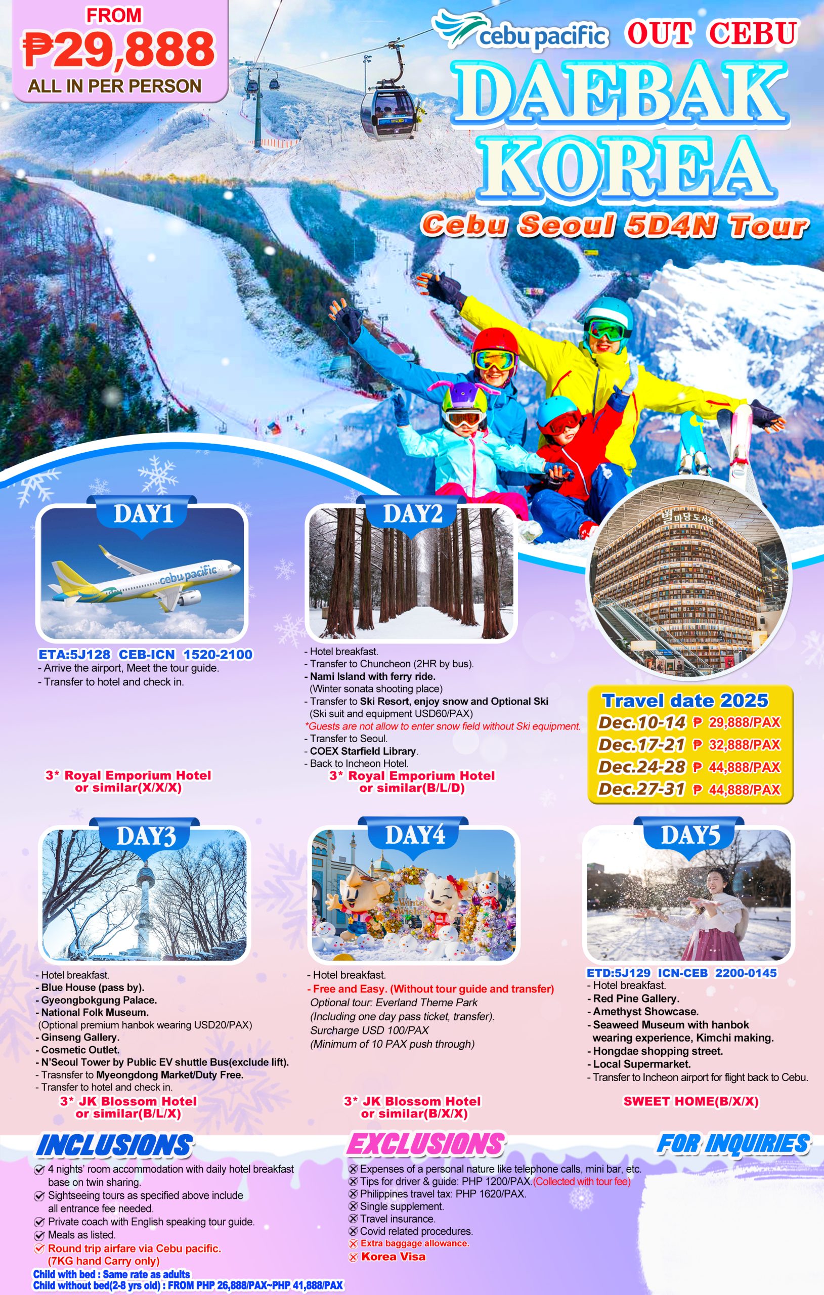 2025 Dec, Cebu seoul 5D4N Tour(Winter)