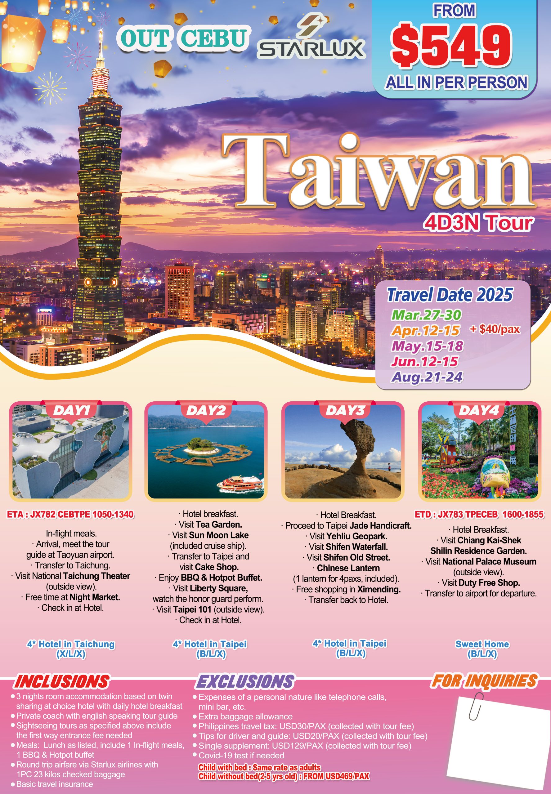 Cebu-Taiwan 4D3N Tour 2025 - JX (1)